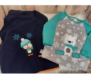 Stickdatei - Winterfreunde Doodle Appli Pinguin